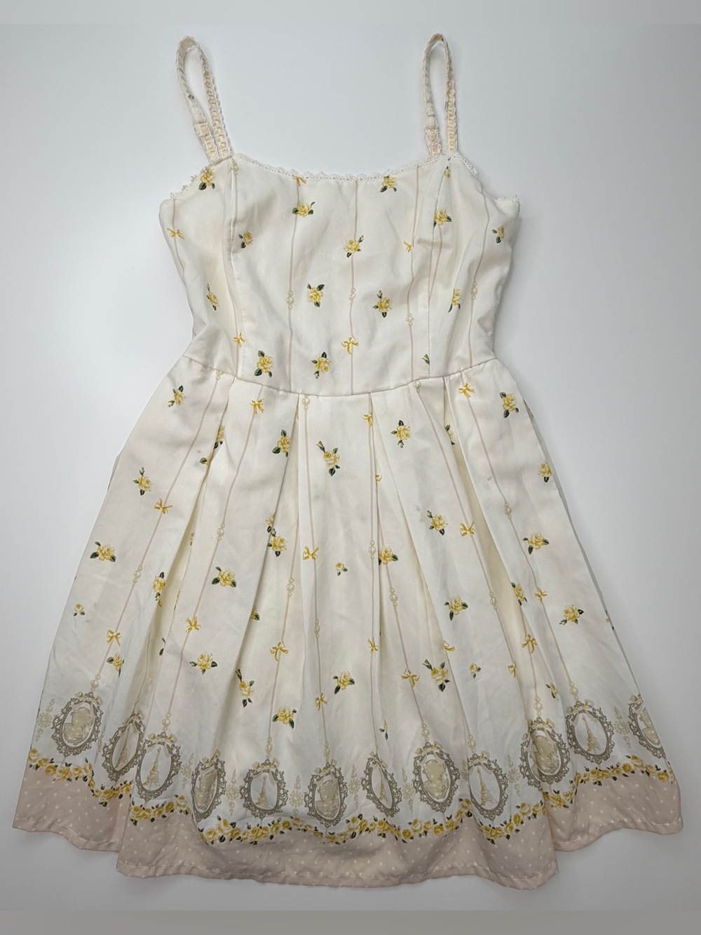 Ank Rouge Antique Frame Parisian Floral print camisole dress XS or S EUC